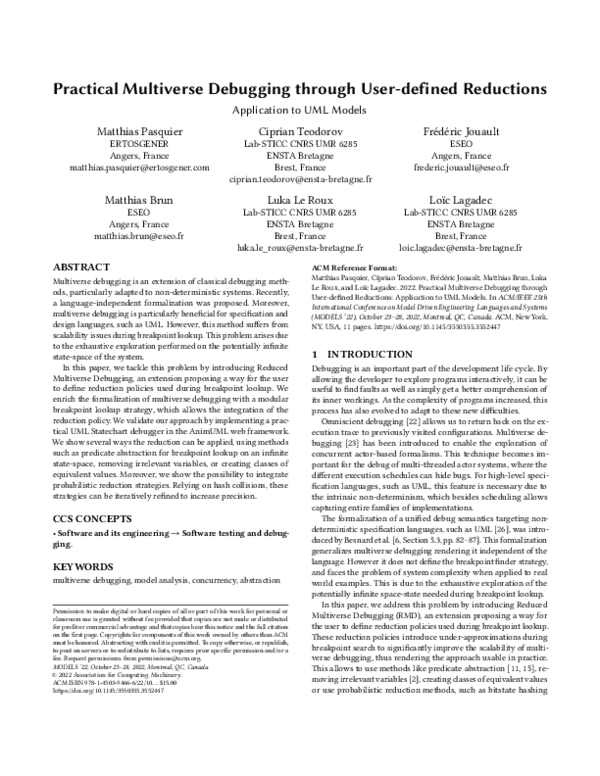 (PDF) Practical multiverse debugging through user-defined reductions