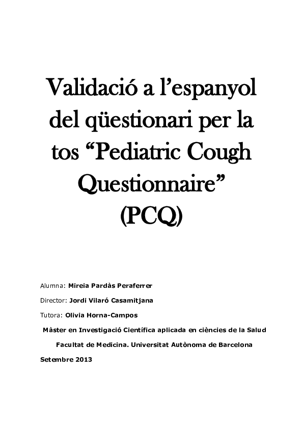 (PDF) Validació a l’espanyol del qüestionari per la tos “Pediatric ...