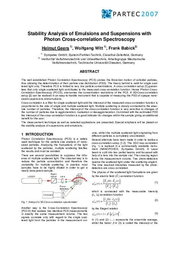 (PDF) Stability Analysis of Emulsions and Suspensions with Photon Cross
