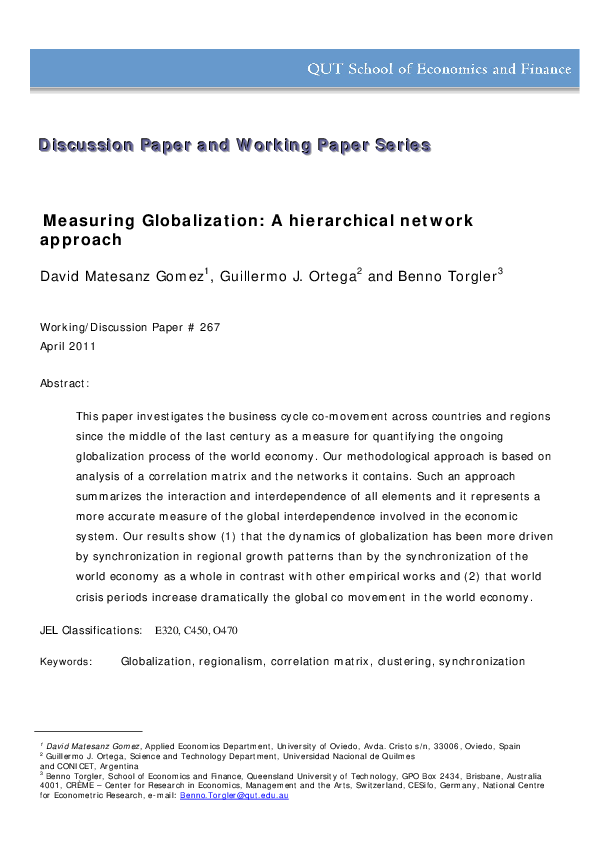 (PDF) Measuring Globalization A hierarchical network approach
