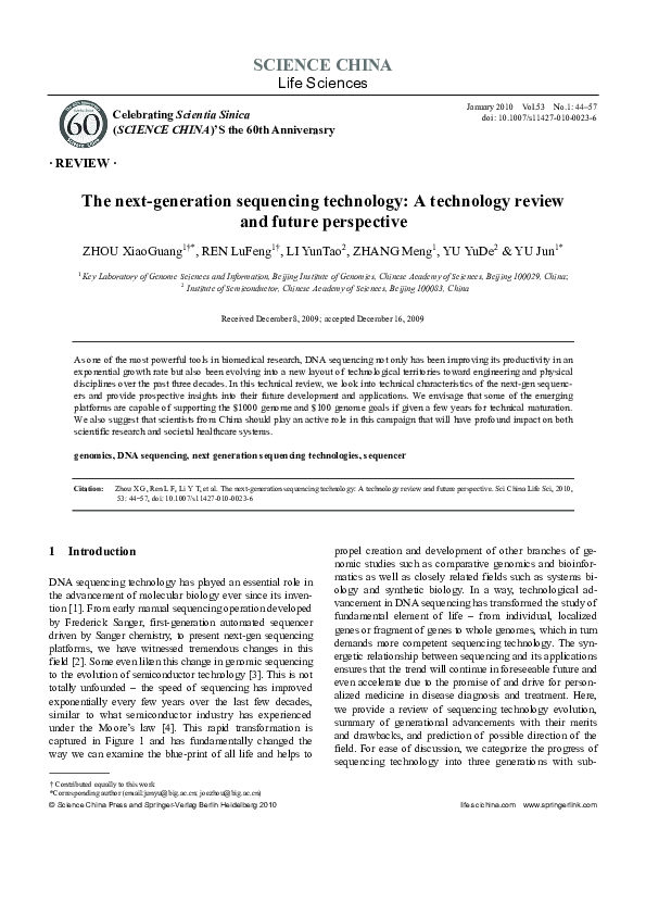 (PDF) The next-generation sequencing technology: A technology review ...