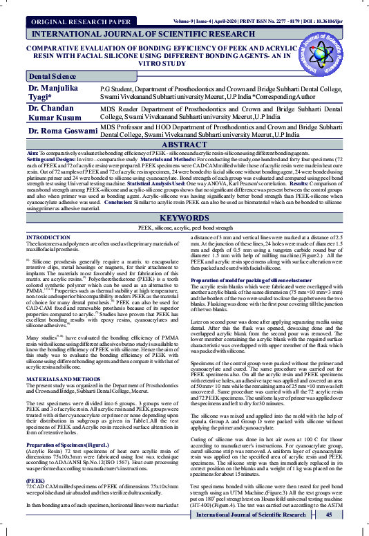 (PDF) ORIGINAL RESEARCH PAPER COMPARATIVE EVALUATION OF BONDING ...