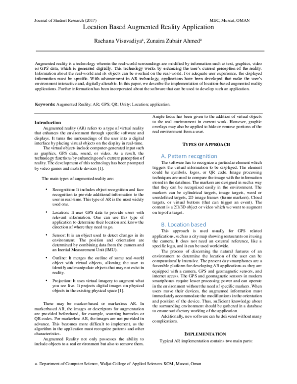 (PDF) Location Based Augmented Reality Application