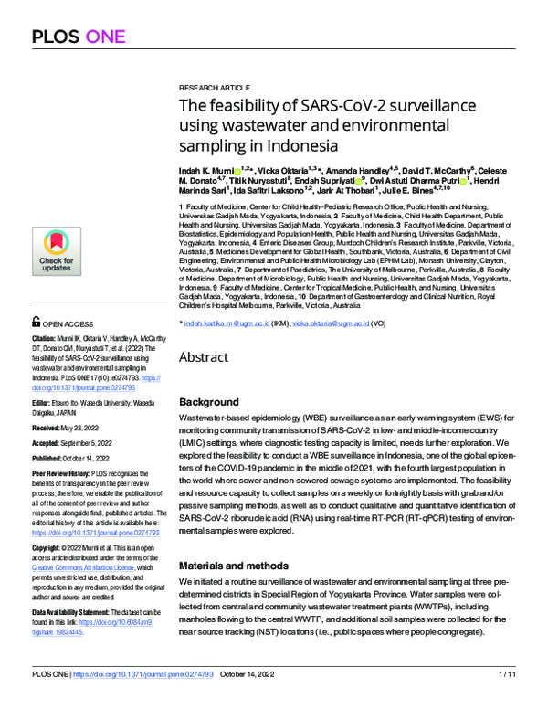 (PDF) The feasibility of SARS-CoV-2 surveillance using wastewater and ...