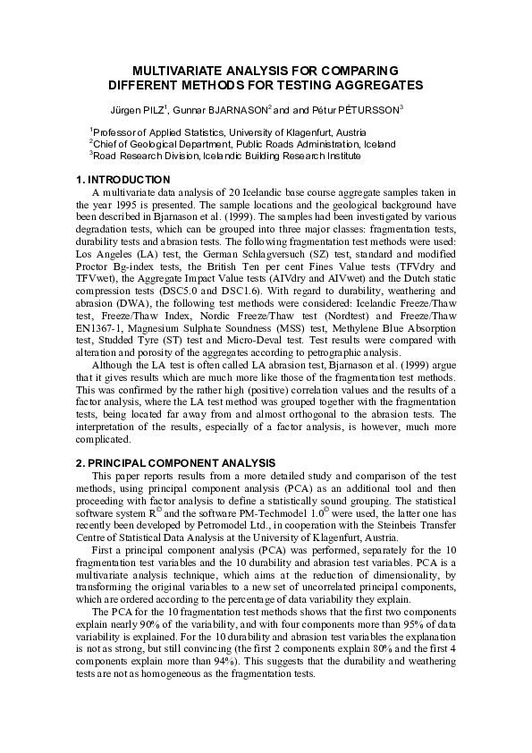 (PDF) Multivariate Analysis for Comparing Different Methods for Testing ...