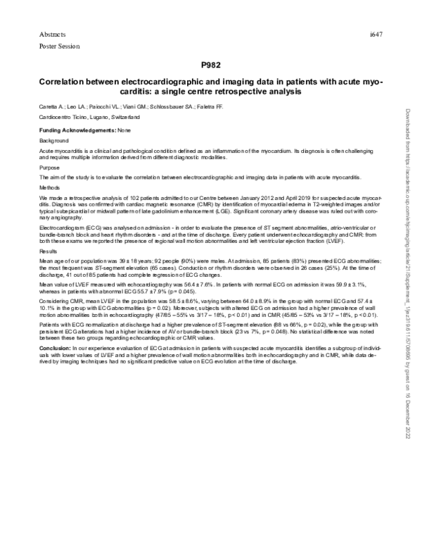 (PDF) P982 Correlation between electrocardiographic and imaging data in ...