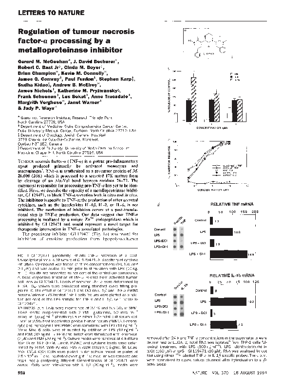 (PDF) Regulation of tumour necrosis factor-α processing by a ...