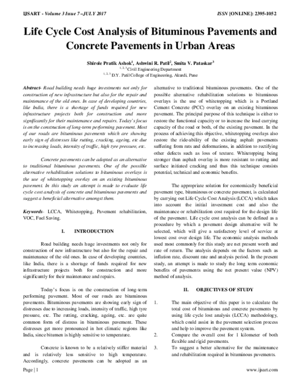 (PDF) Life Cycle Cost Analysis of Bituminous Pavements and Concrete ...