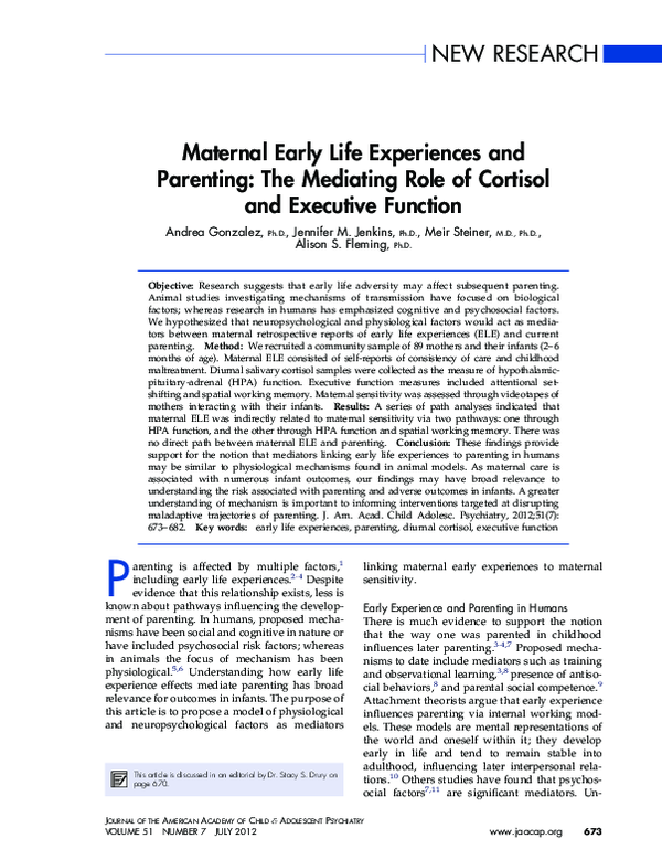 (PDF) Maternal Early Life Experiences and Parenting: The Mediating Role ...
