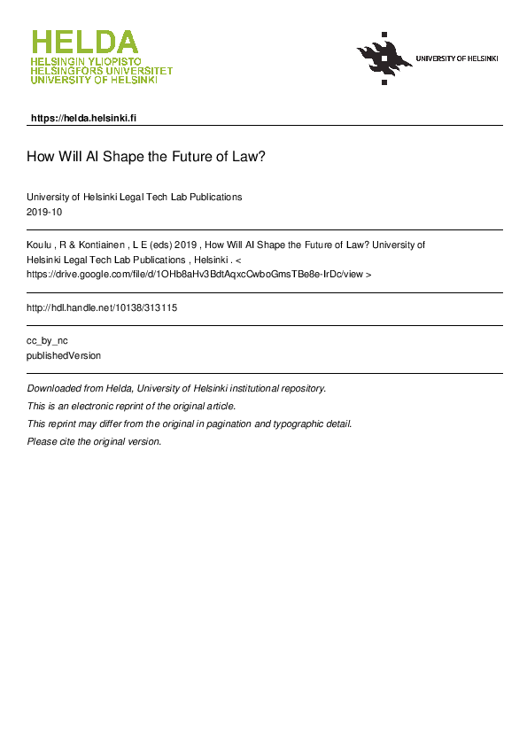  pdf how will ai shape the future of law riikka koulu academia edu