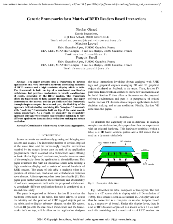 (PDF) Generic Frameworks for a Matrix of RFID Readers Based Interactions