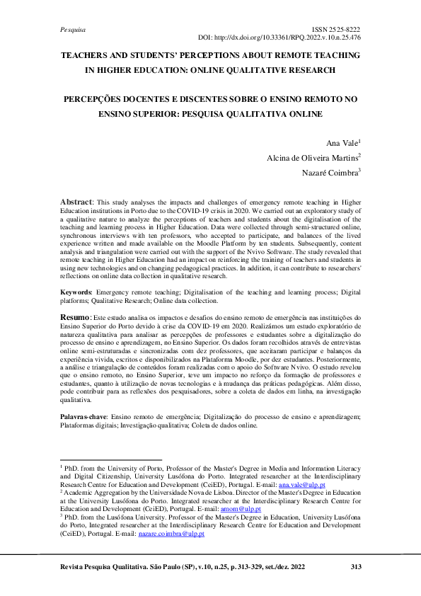 (PDF) Teachers and students’ perceptions about remote teaching in ...