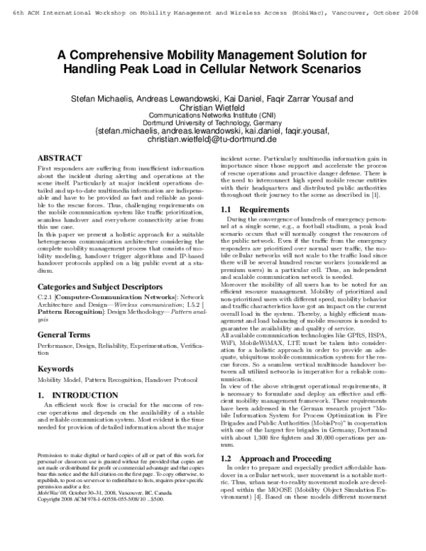 (PDF) A comprehensive mobility management solution for handling peak ...