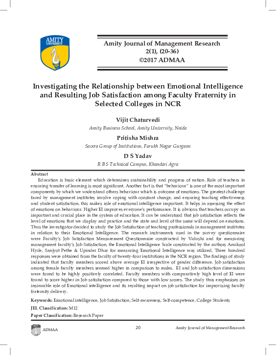 (PDF) Investigating the Relationship between Emotional Intelligence and ...