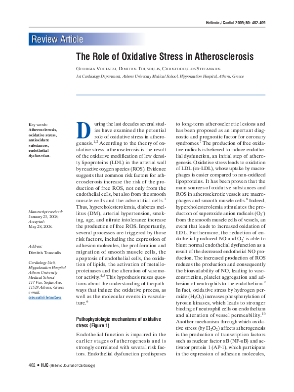 (PDF) Role of oxidative stress in atherosclerosis