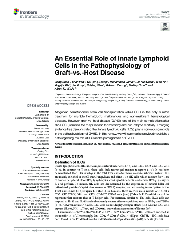 (PDF) An Essential Role of Innate Lymphoid Cells in the Pathophysiology ...