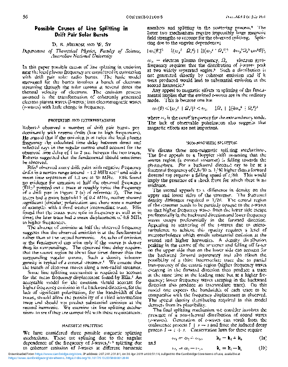 (PDF) Possible Causes of Line Splitting in Drift Pair Solar Bursts