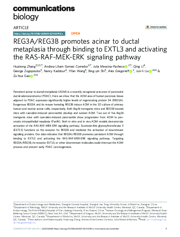 (PDF) REG3A/REG3B promotes acinar to ductal metaplasia through binding ...