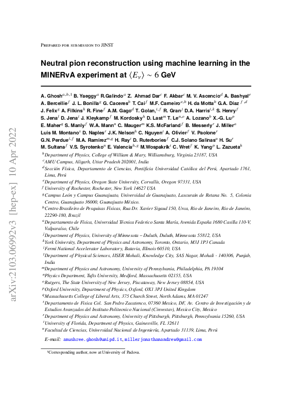 (PDF) Neutral pion reconstruction using machine learning in the ...
