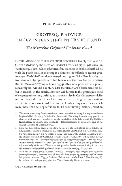 (PDF) Grotesque Advice in Seventeenth-Century Iceland: The Mysterious ...