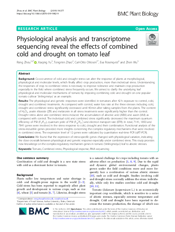 (PDF) Physiological analysis and transcriptome sequencing reveal the ...