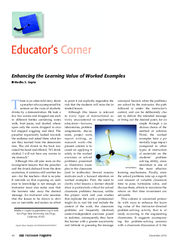 (PDF) Enhancing the Learning Value of Worked Examples