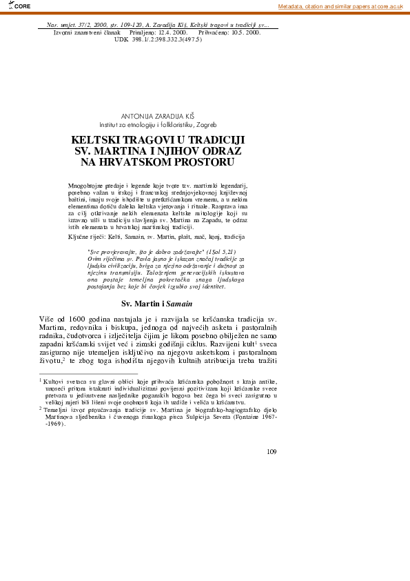 (PDF) The Keltic Traces in the Tradition of St. Martin and Their ...