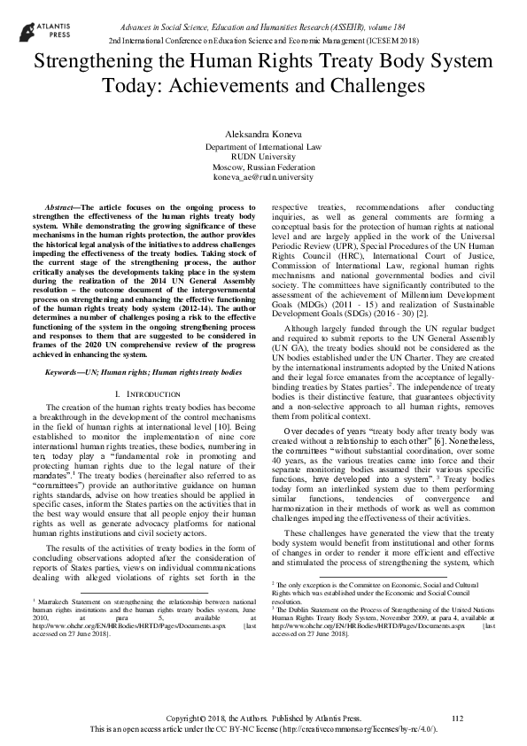 (PDF) Strengthening the Human Rights Treaty Body System Today ...