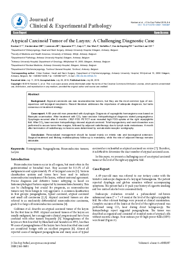 (PDF) Atypical Carcinoid Tumor of the Larynx: A Challenging Diagnostic ...
