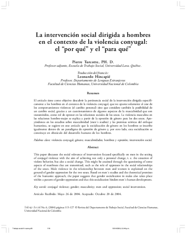 (PDF) La intervención social dirigida a hombres en el contexto de la ...
