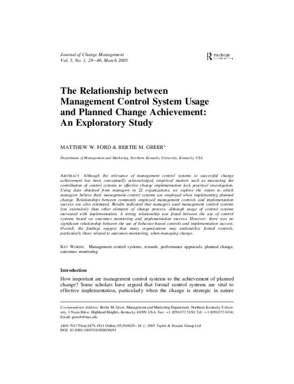 (PDF) The relationship between management control system usage and ...