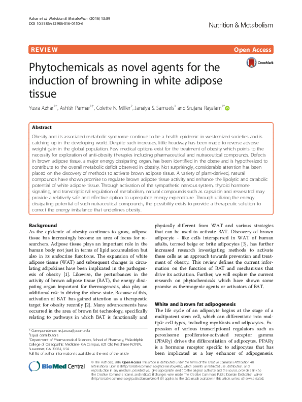(PDF) Phytochemicals as novel agents for the induction of browning in ...