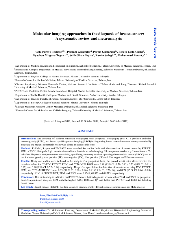 (PDF) Molecular imaging approaches in the diagnosis of breast cancer: A ...