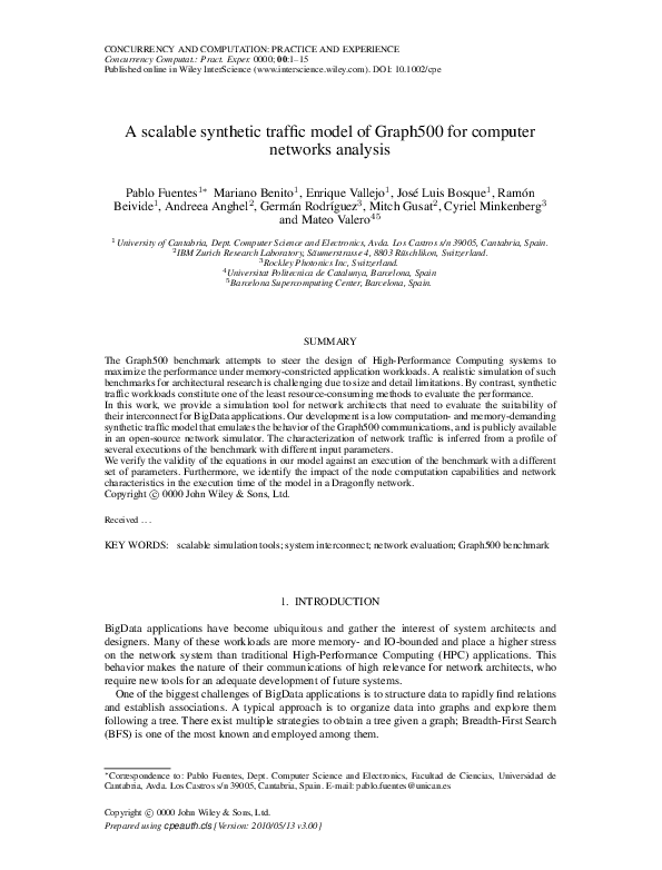 (PDF) A scalable synthetic traffic model of Graph500 for computer ...