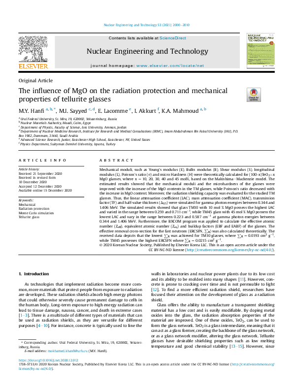 (PDF) The influence of MgO on the radiation protection and mechanical ...