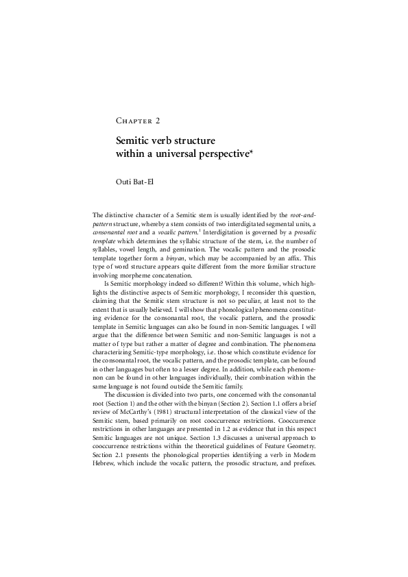 (PDF) 2. Semitic verb structure within a universal perspective