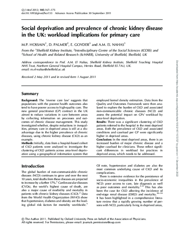 (PDF) Social deprivation and prevalence of chronic kidney disease in ...