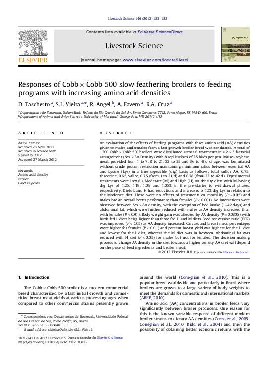 (PDF) Responses of Cobb×Cobb 500 slow feathering broilers to feeding ...