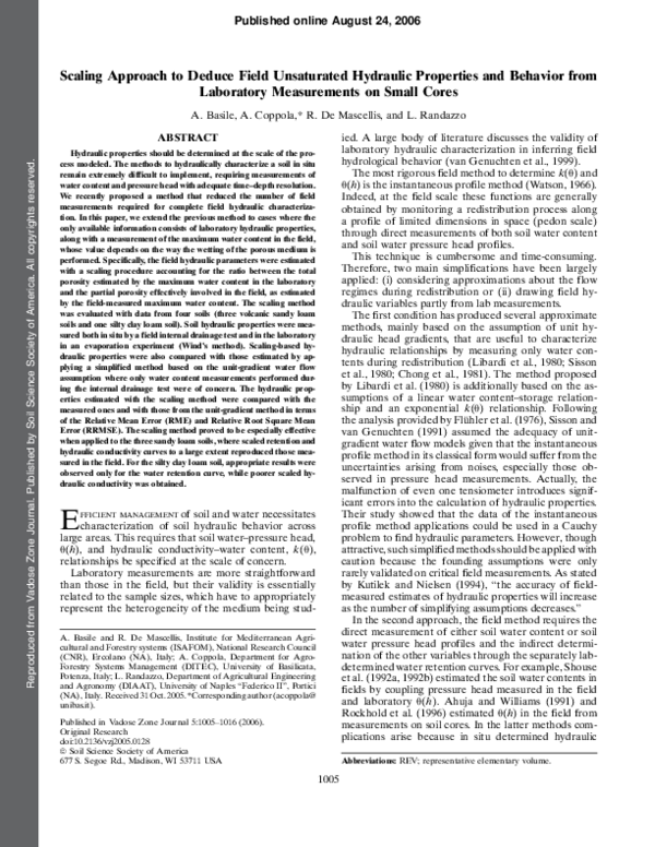 (PDF) Scaling Approach to Deduce Field Unsaturated Hydraulic Properties ...