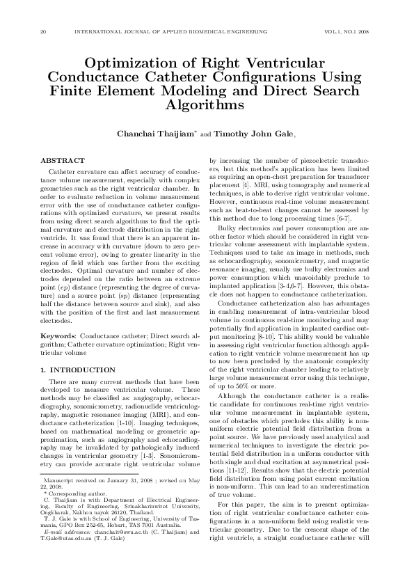 (PDF) Optimization of Right Ventricular Conductance Catheter ...