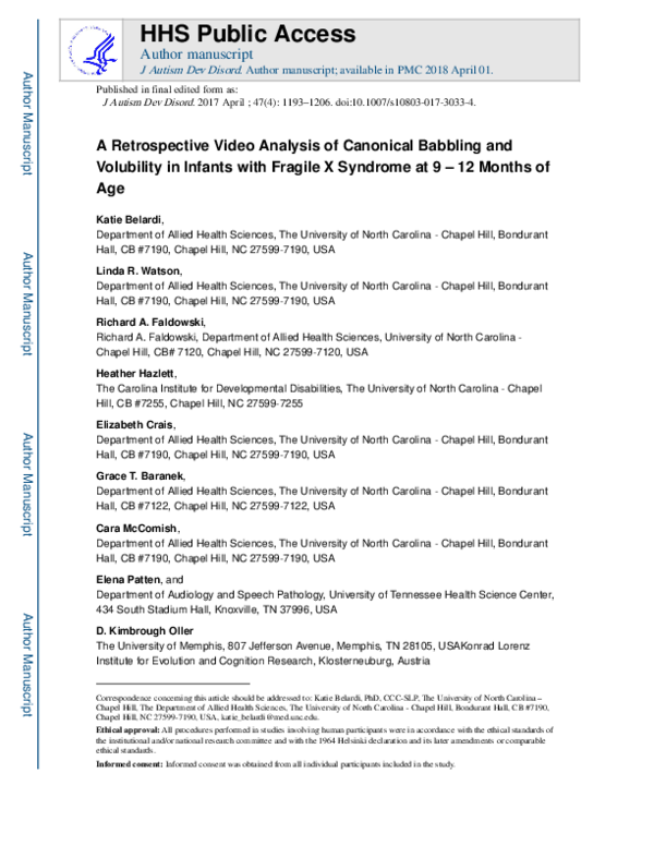 (PDF) A Retrospective Video Analysis of Canonical Babbling and ...