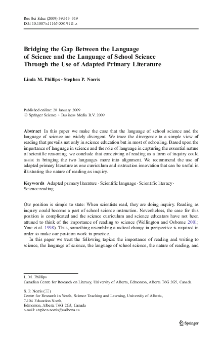 (PDF) Bridging the Gap Between the Language of Science and the Language ...