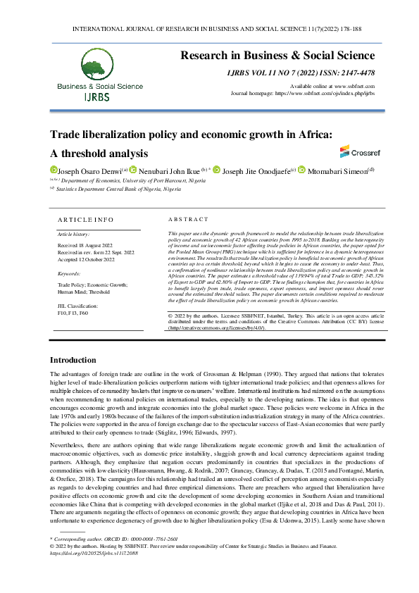 (PDF) Trade Liberalization Policy and Economic Growth in Africa: A ...