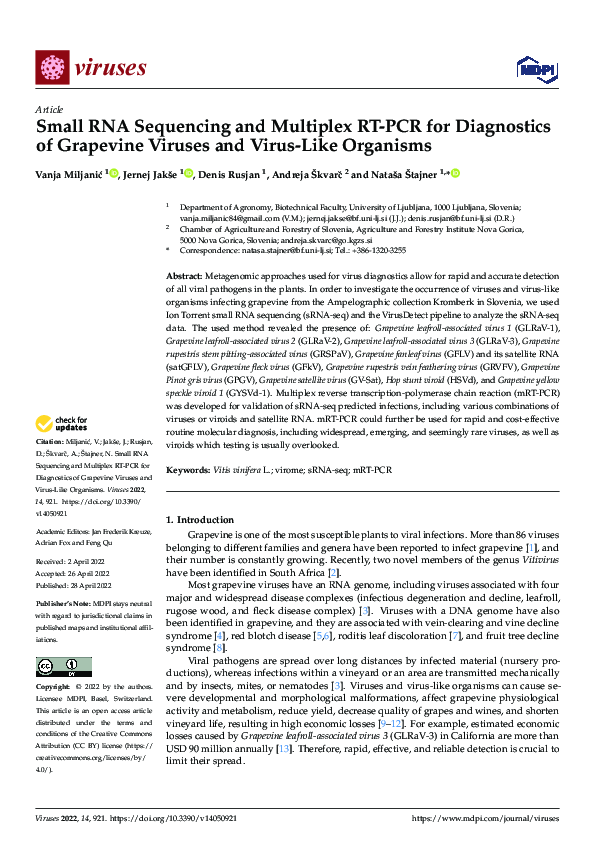 (PDF) Small RNA Sequencing and Multiplex RT-PCR for Diagnostics of ...