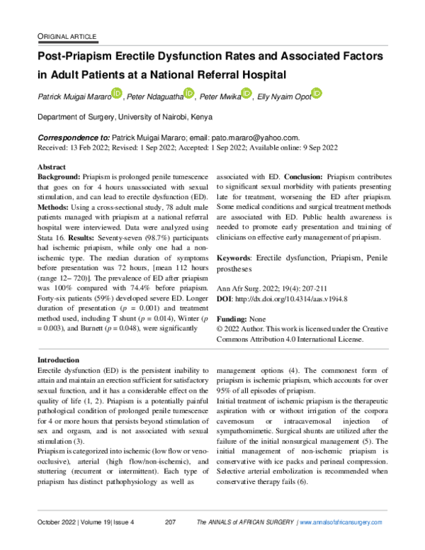 (PDF) Post-priapism erectile dysfunction rates and associated factors ...