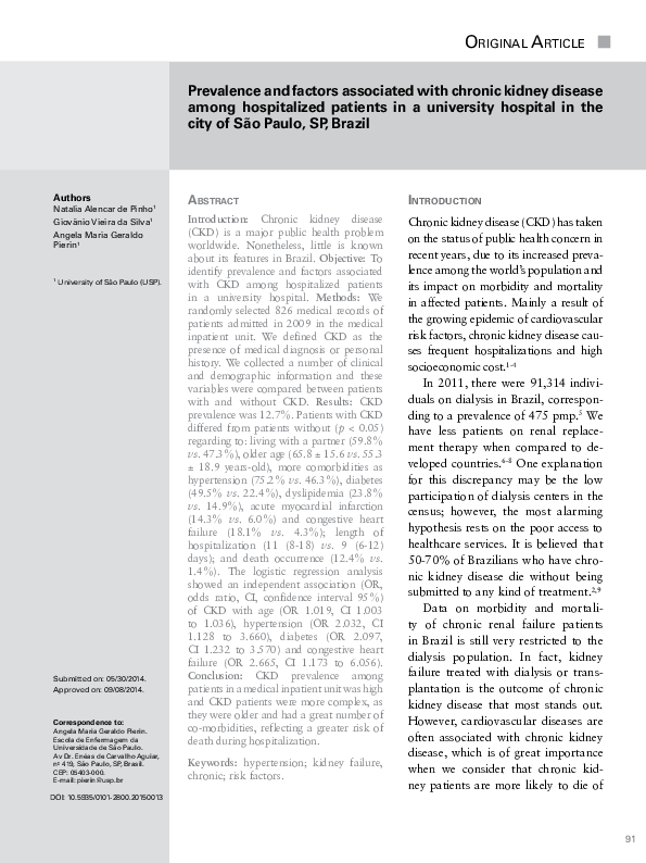 (PDF) Prevalence and factors associated with chronic kidney disease ...