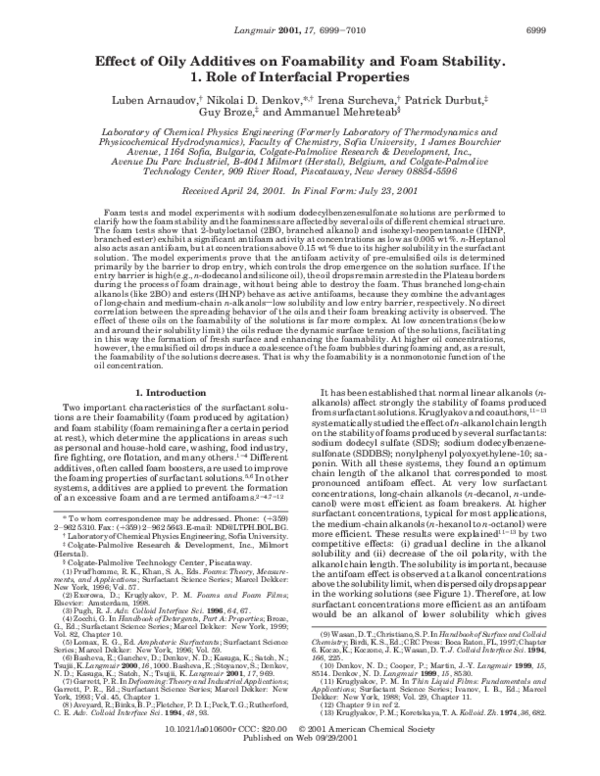 (PDF) Effect of Oily Additives on Foamability and Foam Stability. 1 ...