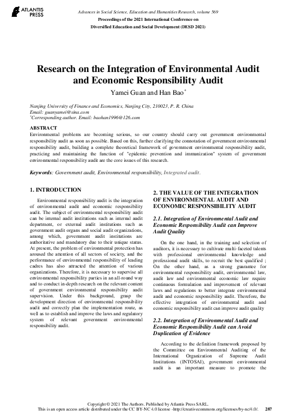 (PDF) Research on the Integration of Environmental Audit and Economic ...