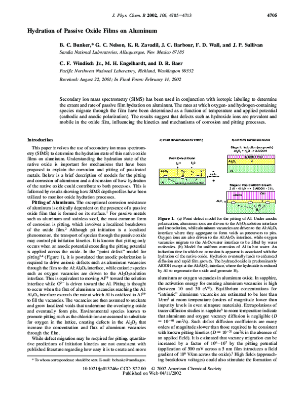 (PDF) Hydration of Passive Oxide Films on Aluminum D. R Baer