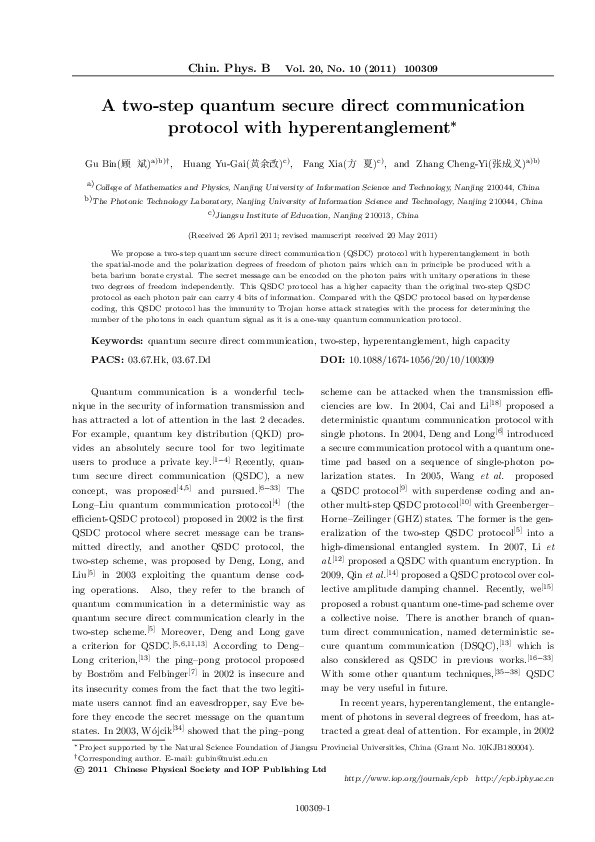 (PDF) A two-step quantum secure direct communication protocol with ...